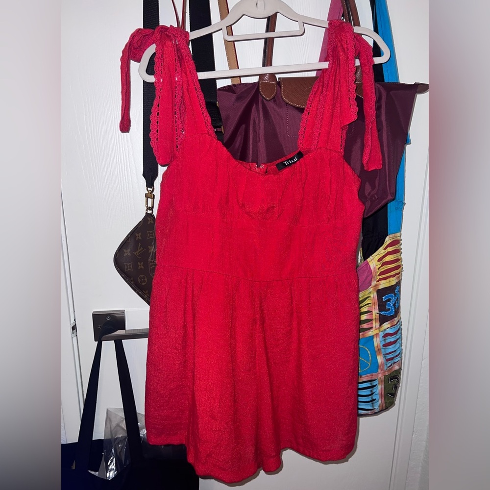 Francesca’s Red Romper Shorts NWT
